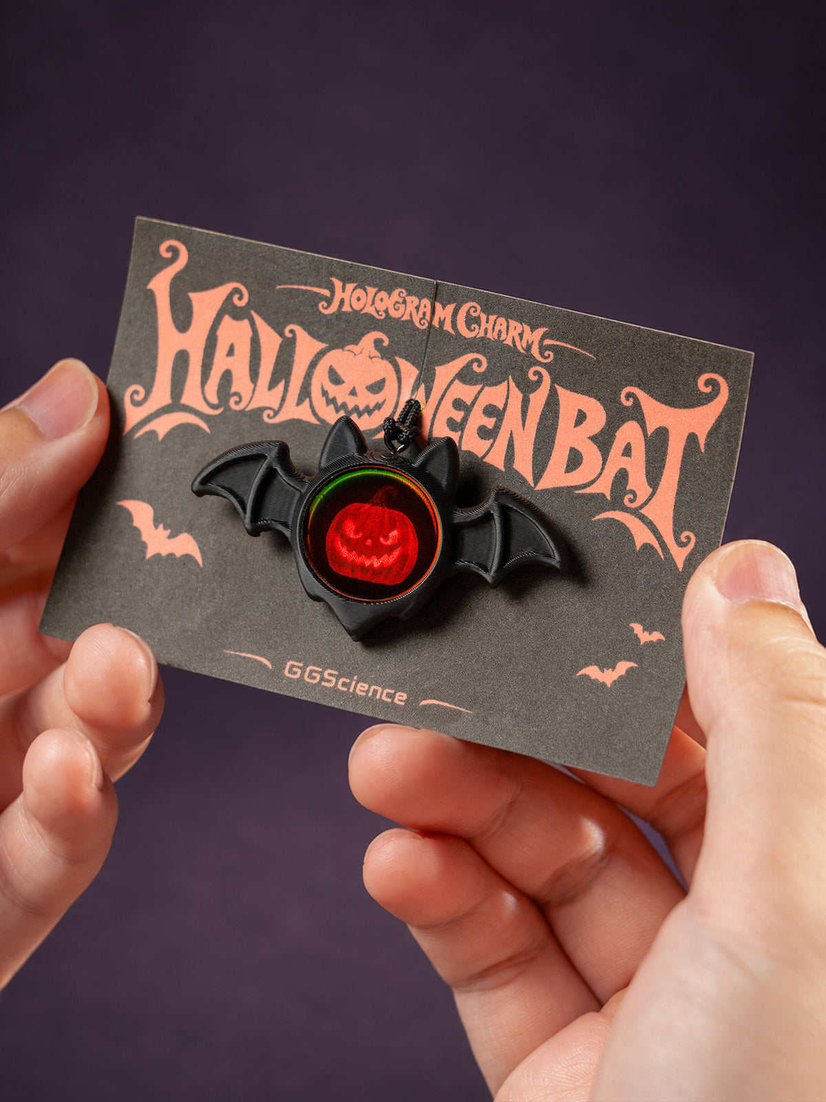 Holographic Pumpkin Bat Charm | A Little Halloween in Light