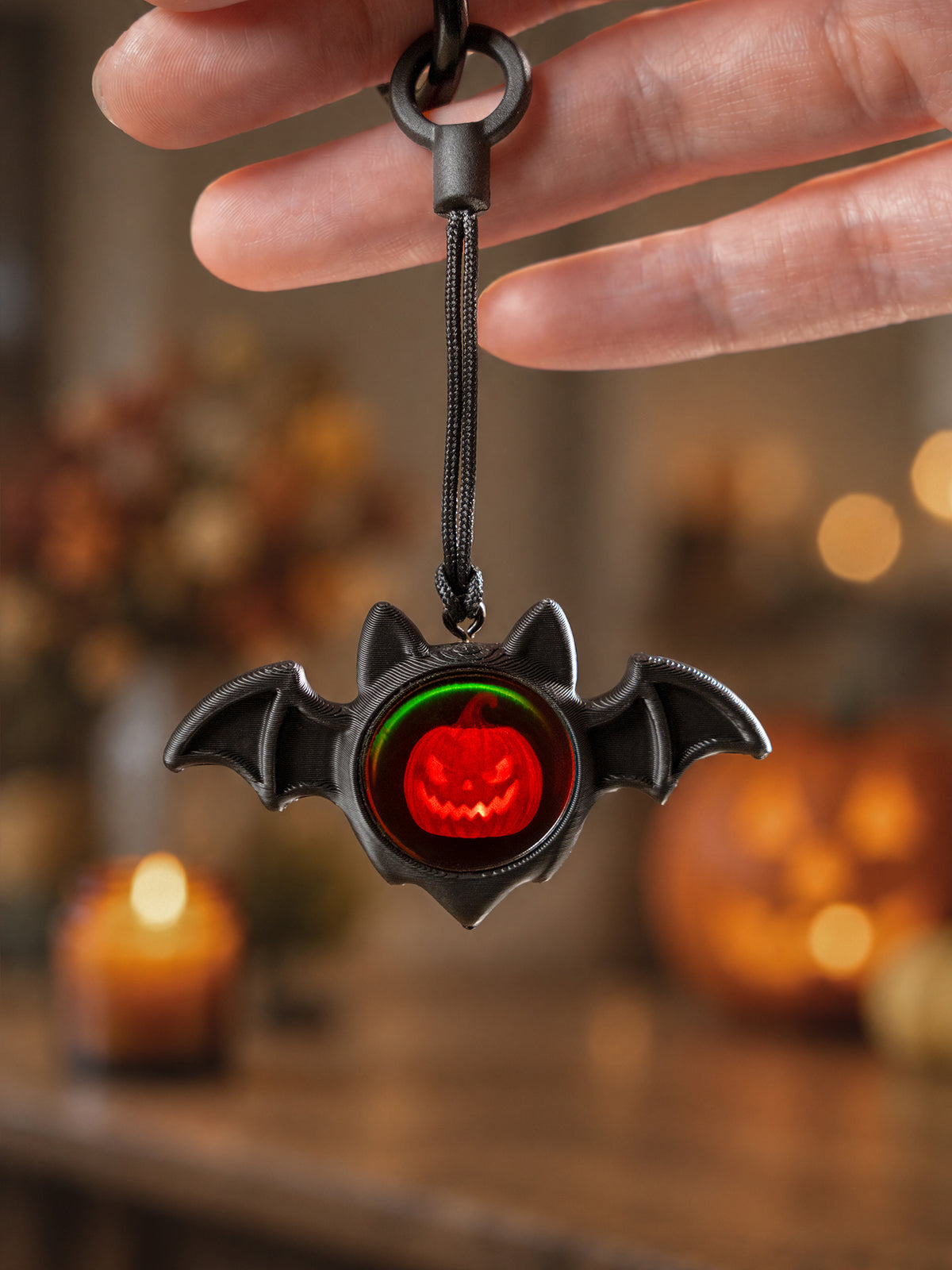 Holographic Pumpkin Bat Charm | A Little Halloween in Light