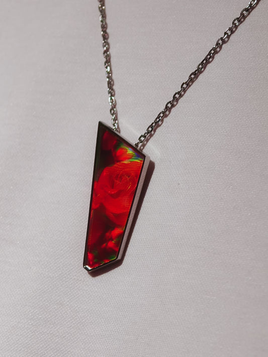 Fragments of a Hologram Rose Necklace | Handmade Real Hologram (paired)